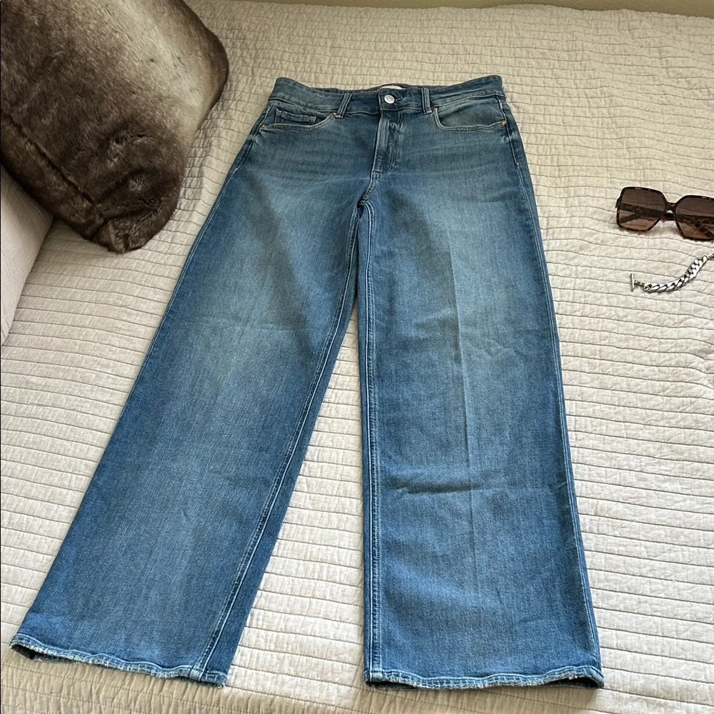 NWT Paige Sasha high-rise, wide leg jeans, medium wash 29” anthro Evereve - Picture 2 of 11